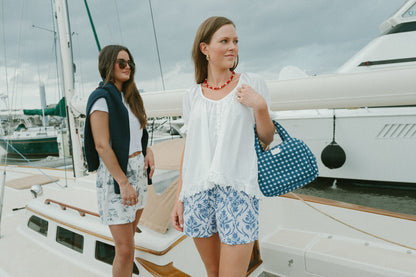 Quilted Cosmetic Tote - Navy Blue Check
