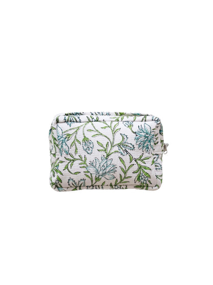 Quilted Cosmetic Bag - Blue Sweet Pea