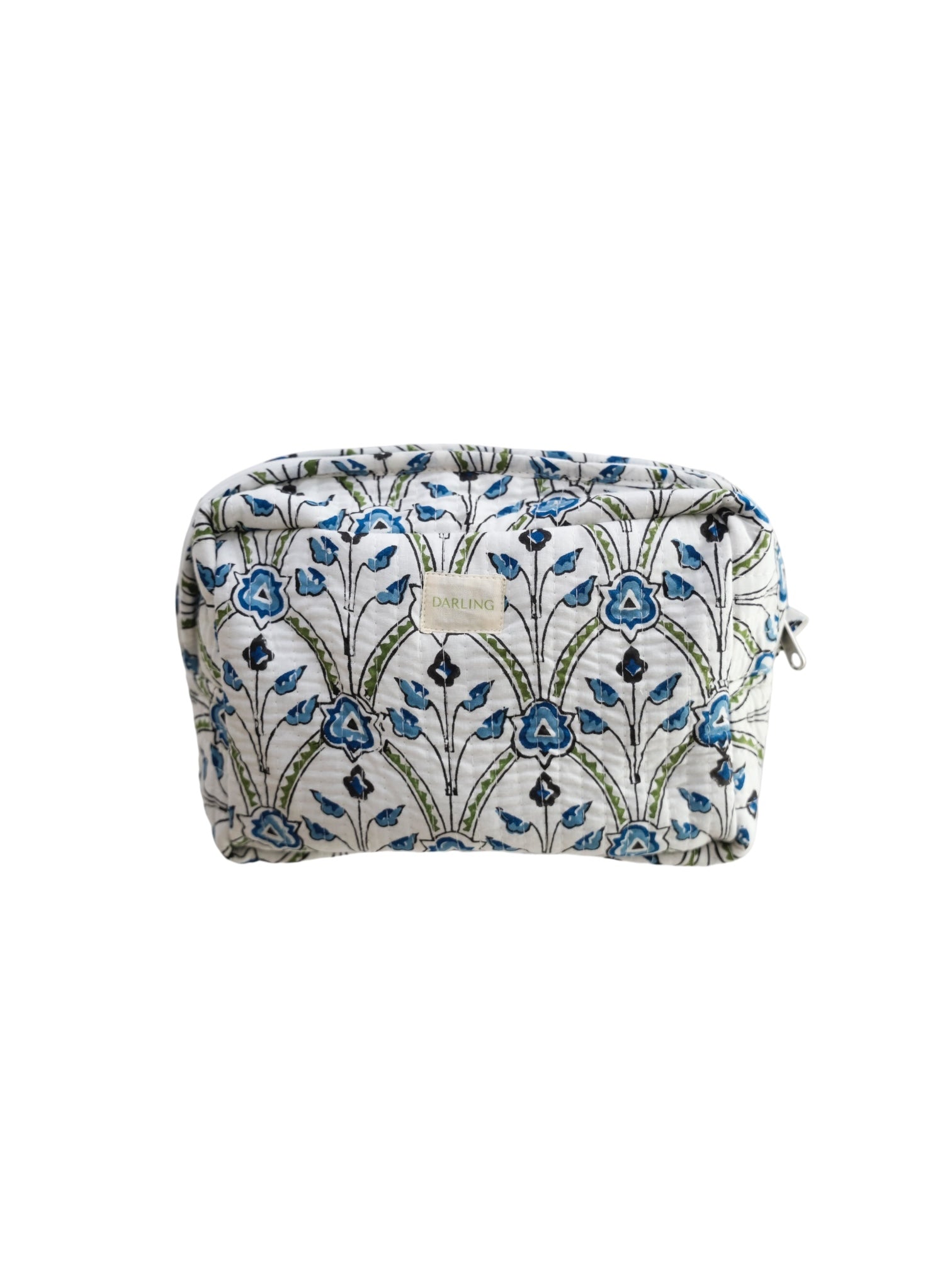 Quilted Cosmetic Bag - Royal Trellis