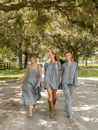 Cozy Pajama Set - Blue Woodland Bouquet